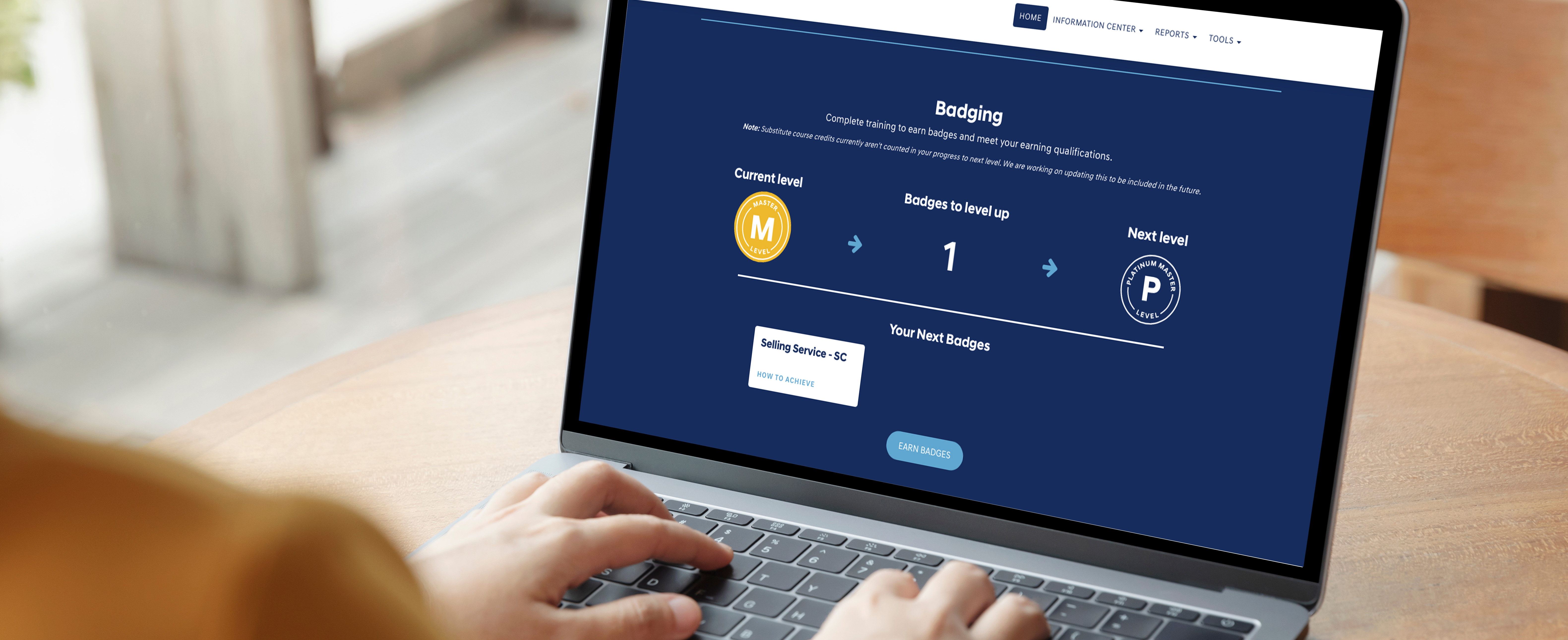 service team member earning credit for completing training